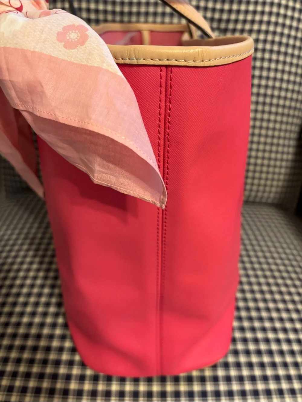 Coach Metro Pink Tote with Tan Trim comes with coach cotton scarf